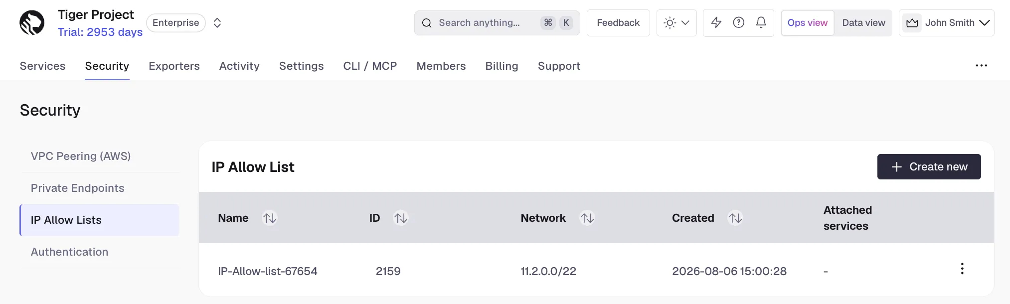 Create IP allow list