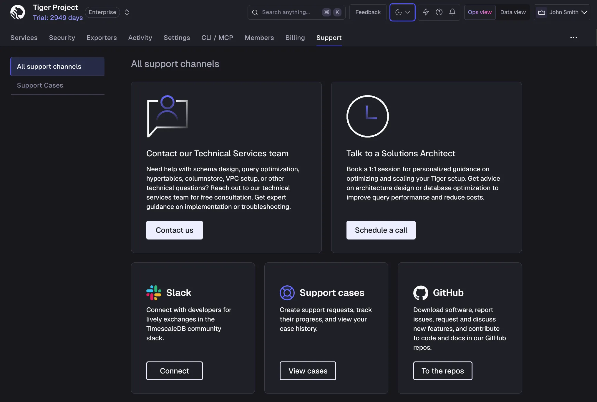 Manage support in Tiger Cloud