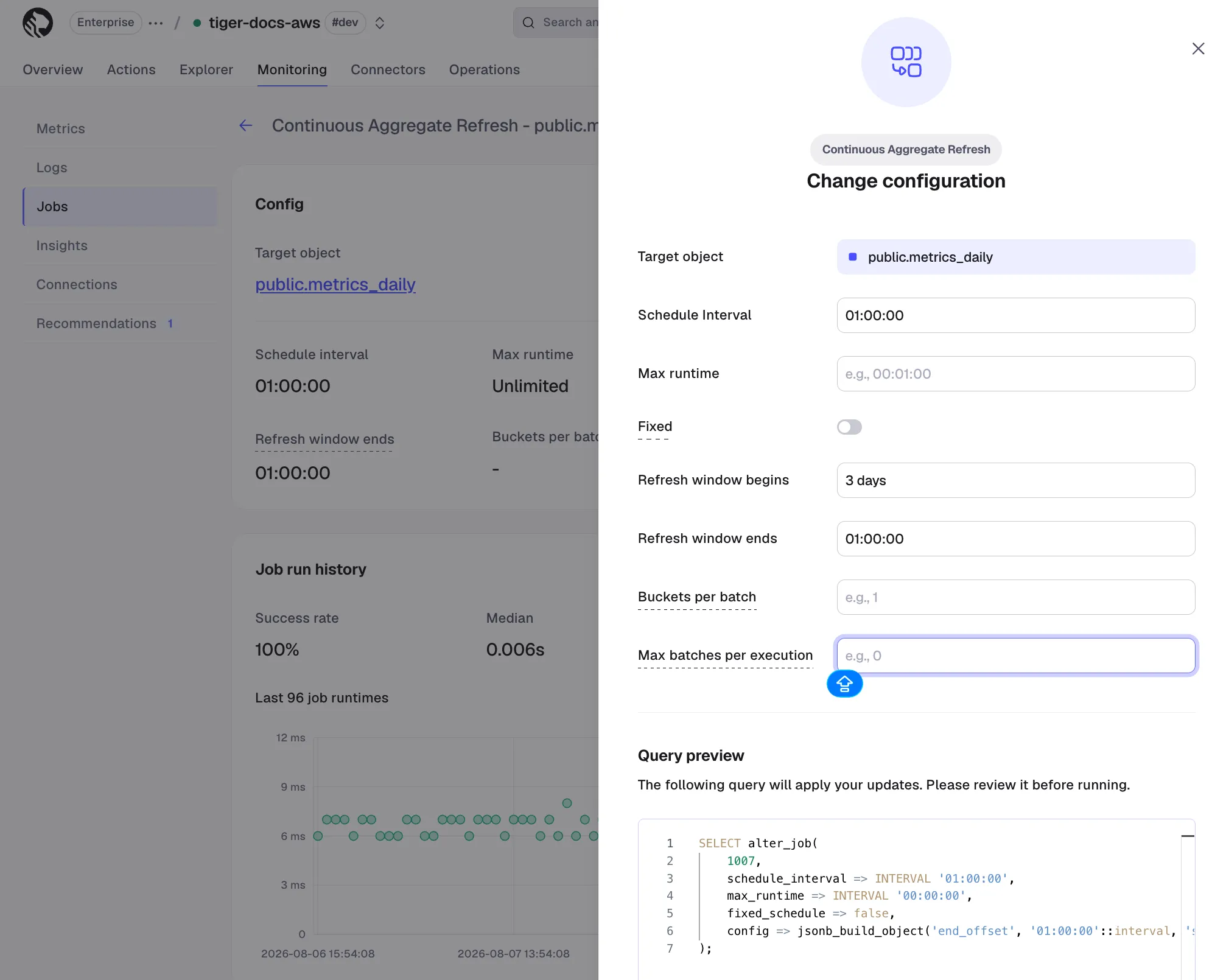 Update job config