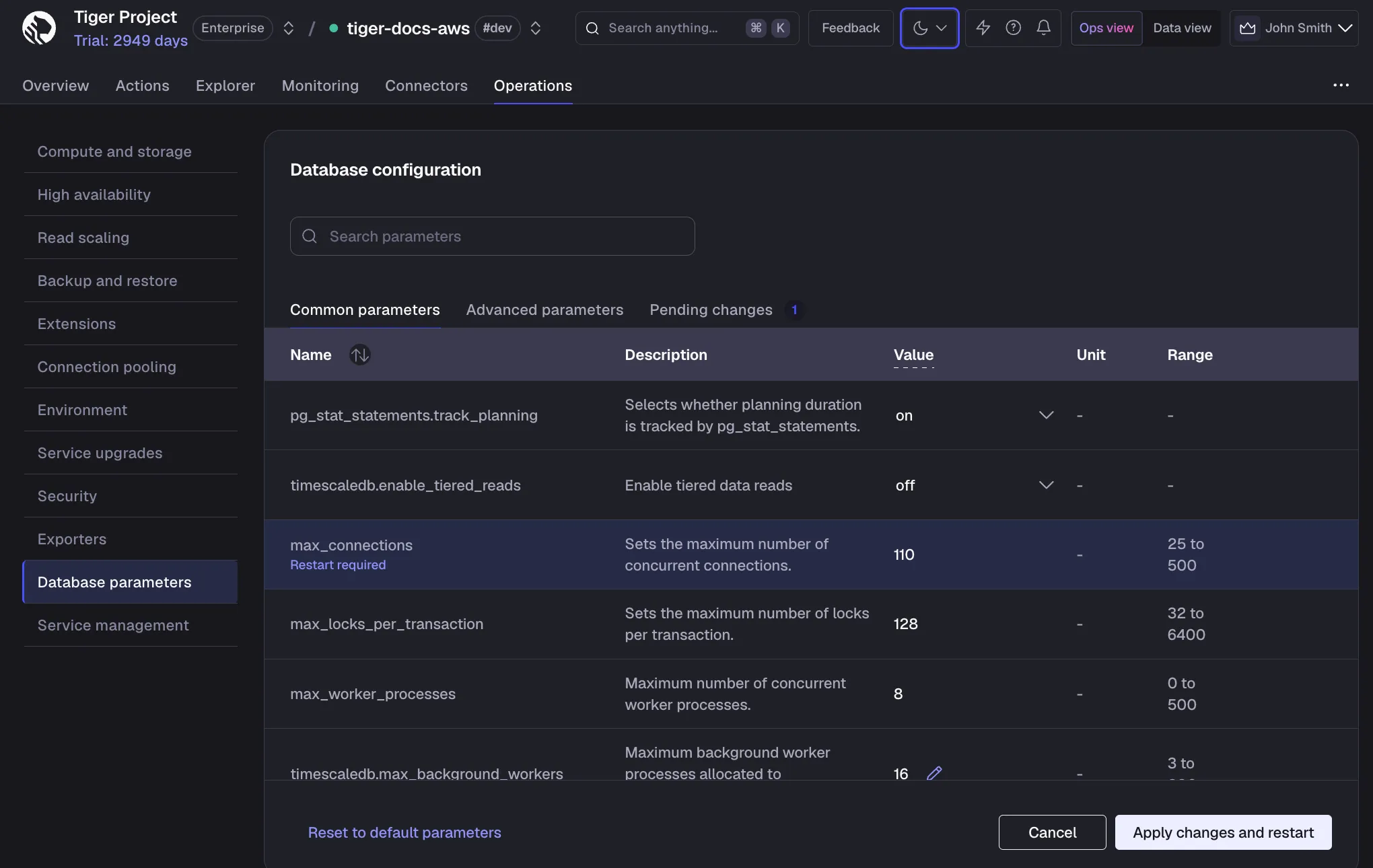 Change Tiger Cloud configuration parameters